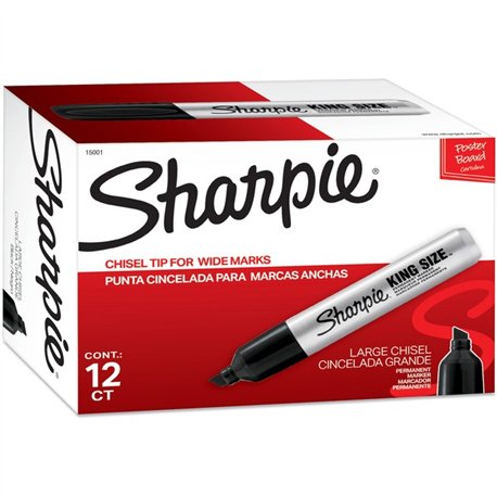 Sharpie King Size Permanent Markers - Bold Marker Point - Chisel Marker Point Style - Black - Plastic Barrel - 1 Each