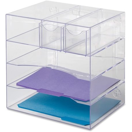 Rubbermaid Optimizer 4-Way Organizer with Drawers - 5 Compartment(s) - 10" Height x 13.3" Width x 13.3" DepthDesktop - Clear - P