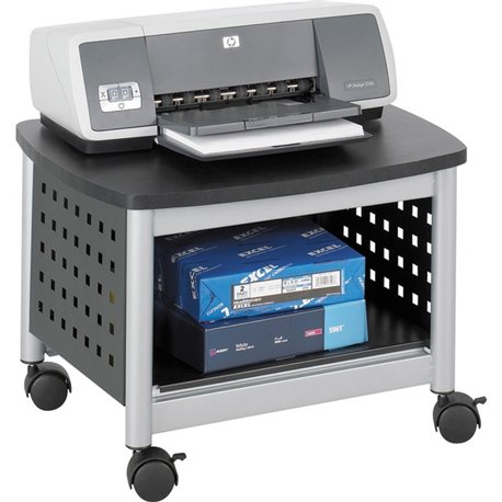 Safco Scoot Underdesk Printer Stand - 100 lb Load Capacity - 14.5" Height x 20.3" Width x 16.5" Depth - Floor - Powder Coated Bl