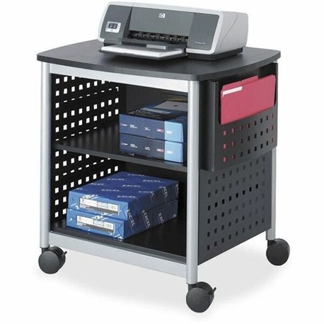 Safco Scoot Desk Side Hole Pattern Printer Stand - 200 lb Load Capacity - 3 x Shelf(ves) - 26.5" Height x 26.5" Width x 20.5" De