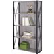 Safco Mood Collection Small Office Bookcase - 31.8" x 12"59" - 4 Shelve(s) - Material: Steel - Finish: Gray, Laminate, Black - W