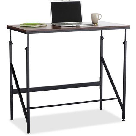 Safco Laminate Tabletop Standing-Height Desk - Melamine Laminate Rectangle, Walnut Top - Powder Coated Base - Adjustable Height 