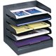 Safco Slanted Shelves Steel Desk Tray Sorter - 5 Tier(s)Desktop - Durable - Powder Coated - Black - Steel - 1 Each