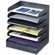 Safco Slanted Shelves Steel Desk Tray Sorter - 6 Tier(s)Desktop - Durable - Powder Coated - Black - Steel - 1 Each