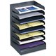 Safco Slanted Shelves Steel Desk Tray Sorter - 8 Tier(s)Desktop - Durable - Powder Coated - Black - Steel - 1 Each