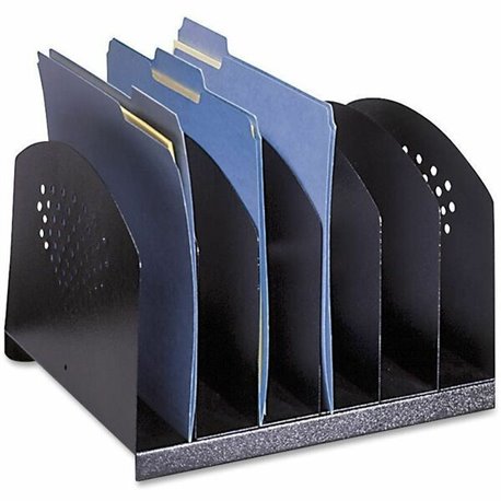 Safco Steel Desk Racks - 6 Compartment(s) - 2" - 8" Height x 12.1" Width x 11.1" DepthDesktop - Powder Coated - Black - Steel - 