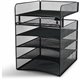 Safco Onyx Horizontal Hanging Desktop Storage - 5 Compartment(s) - 10" Height x 14.3" Width x 12.3" Depth - Black - Steel - 1 Ea