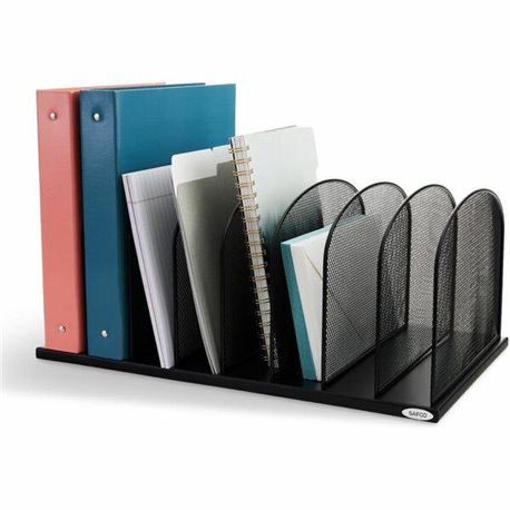 Safco Mesh Desk Organizers - 8 Compartment(s) - 2" - 8.3" Height x 19.3" Width x 11.5" DepthDesktop - Powder Coated - Black - St