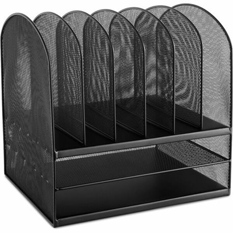 Safco Onyx 2 Horizontal/6 Upright Desk Organizer - 8 Compartment(s) - 13" Height x 13.3" Width x 11.5" DepthDesktop - Black - St