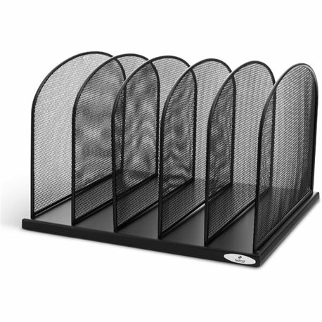 Safco Mesh Desk Organizers - 5 Compartment(s) - 2" - 8.3" Height x 12.5" Width x 11.3" DepthDesktop - Powder Coated - Black - St