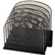 Safco Onyx Wire Mesh Desktop Organizer - 5 Compartment(s) - 1" - 12" Height x 11.3" Width x 7.3" DepthDesktop - Powder Coated - 