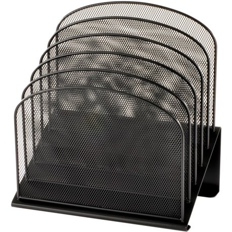 Safco Onyx Wire Mesh Desktop Organizer - 5 Compartment(s) - 1" - 12" Height x 11.3" Width x 7.3" DepthDesktop - Powder Coated - 