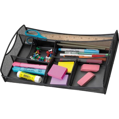 Safco Mesh Drawer Organizer - 7 Compartment(s) - 2.8" Height x 13" Width x 8.8" Depth - Black - Steel - 1 Each