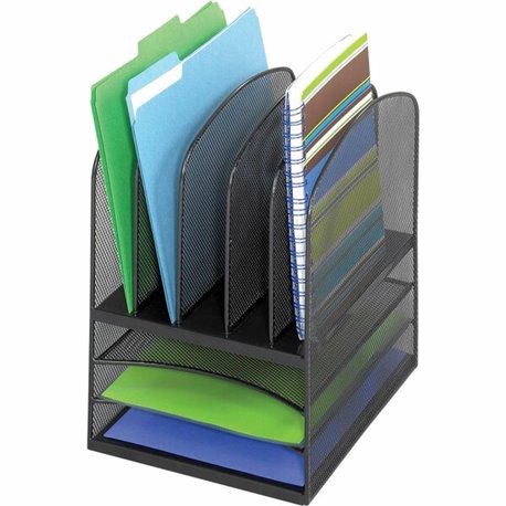 Safco Onyx Mesh Letter Tray Desktop Organizer - 5 Compartment(s) - 13" Height x 11.4" Width x 9.5" DepthDesktop - Powder Coated 