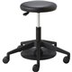 Safco Lab Stool with Foot Pedal - Vinyl Seat - Black, Chrome - 1 Each