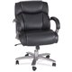 Safco Big & Tall Leather Mid-Back Task Chair - Black Bonded Leather Seat - Mid Back - Armrest - 1 Each