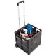 Safco Stow Away Folding Caddy - Telescopic Handle - 50 lb Capacity - 2 Casters - x 16.5" Width x 14.5" Depth x 39" Height - Blac