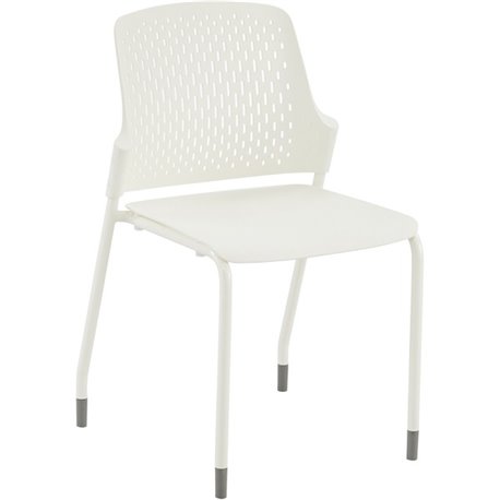 Safco Next Stack Chair - White Polypropylene Seat - White Polypropylene Back - Tubular Steel Frame - Four-legged Base - 4 / Cart