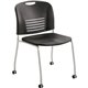 Safco Vy Straight Leg Stack Chairs with Casters - Plastic Seat - Plastic Back - Powder Coated Steel Frame - Four-legged Base - B