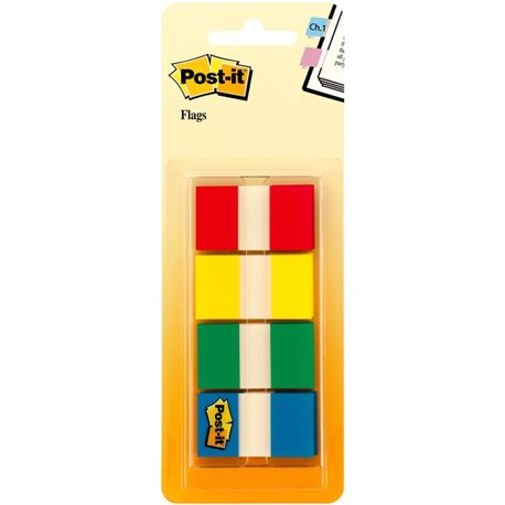 Post-it Flags - 40 x Red, 40 x Yellow, 40 x Blue, 40 x Green - 1" x 1 3/4" - Rectangle - Unruled - Red, Yellow, Green, Blue, Ass