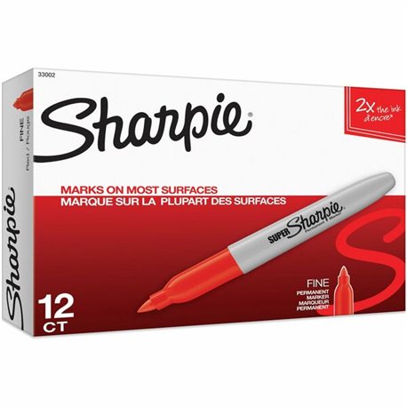 Sharpie Super Bold Fine Point Markers - Bold Marker Point - Red Alcohol Based Ink - 12 / Box