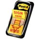 Post-it Message Flag Value Pack - 600 - 1" x 1 3/4" - Rectangle, Arrow - Unruled - "SIGN HERE" - Yellow - Removable - 12 / Box