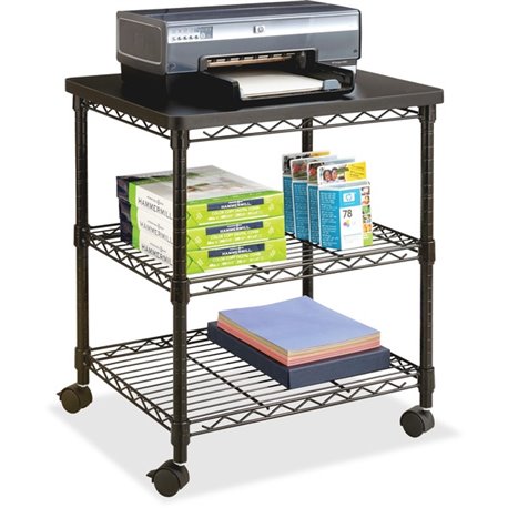 Safco Deskside Wire Machine Stand - 200 lb Load Capacity - 2 x Shelf(ves) - 27" Height x 24" Width x 20" Depth - Steel - Black