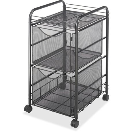 Safco Onyx Double Mesh Mobile File Cart - 2 Shelf - 2 Drawer - 4 Casters - 1.50" Caster Size - x 15.8" Width x 17" Depth x 27" H