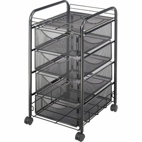 Safco Onyx Double Mesh Mobile File Cart - 2 Shelf - 4 Drawer - 4 Casters - 1.50" Caster Size - x 15.8" Width x 17" Depth x 27" H