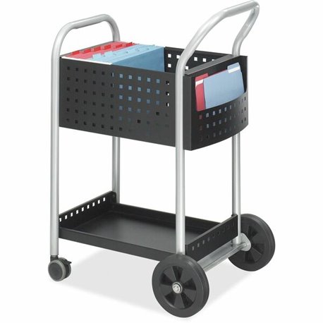 Safco Scoot Mail Cart - 2 Shelf - 300 lb Capacity - 4 Casters - 3" , 8" Caster Size - Steel - x 22" Width x 27" Depth x 40.5" He