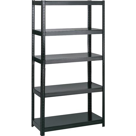 Safco Boltless Steel Shelving - 36" x 18" x 72" - 5 x Shelf(ves) - 1000 lb Load Capacity - Durable - Black - Powder Coated - Ass