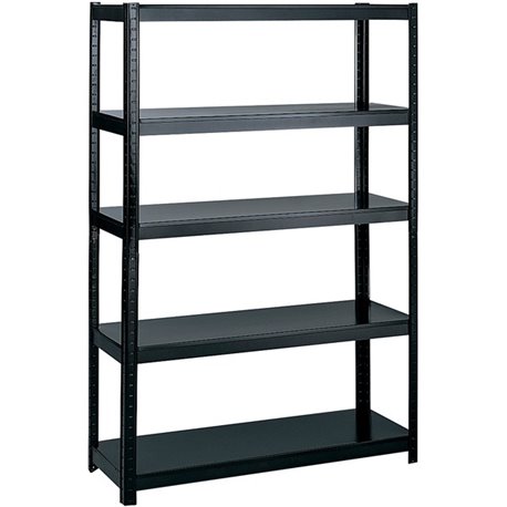 Safco Boltless Steel Shelving - 48" x 18" x 72" - 5 x Shelf(ves) - 1000 lb Load Capacity - Black - Powder Coated - Steel - Assem