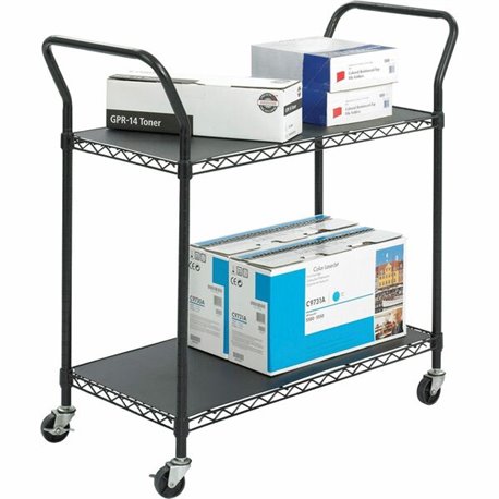 Safco Wire Utility Cart - 2 Shelf - 400 lb Capacity - 4 Casters - 3" Caster Size - Plastic - x 43.8" Width x 19.3" Depth x 41" H