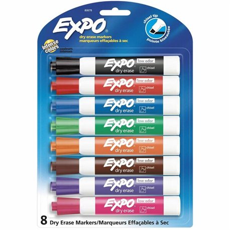 Expo Low Odor Markers - Chisel Marker Point Style - Assorted - 8 / Set