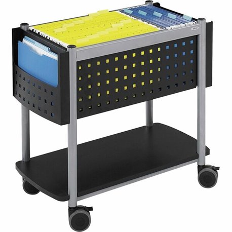 Safco Scoot Open Top Mobile File - 1 Shelf - 200 lb Capacity - 4 Casters - Steel - x 28" Width x 14.8" Depth x 26" Height - Blac