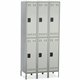 Safco Double-Tier Two-tone 3 Column Locker with Legs - 36" x 18" x 78" - 3 x Shelf(ves) - Recessed Locking Handle - Gray - Steel