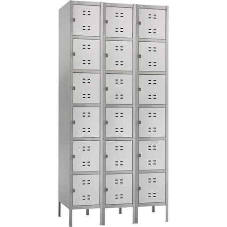 Safco Six-Tier Two-tone 3 Column Locker with Legs - 36" x 18" x 78" - 3 x Shelf(ves) - Recessed Locking Handle - Gray - Steel