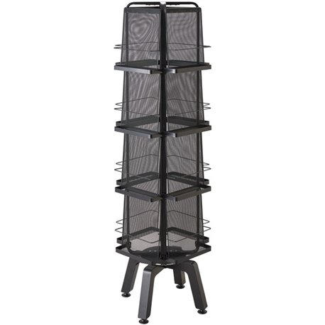 Safco Onyx Mesh Rotating Magazine Stand - 16 Pocket(s) - 58.6" Height x 18.3" Width x 18.3" DepthFloor - 28% Recycled - Black - 