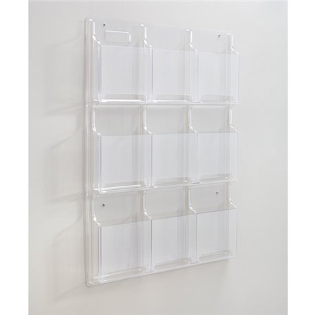 Safco 9-Pocket Magazine/Literature Display Rack - 9 Pocket(s) - 36.9" Height x 30" Width x 2" Depth - Break Resistant - Clear - 