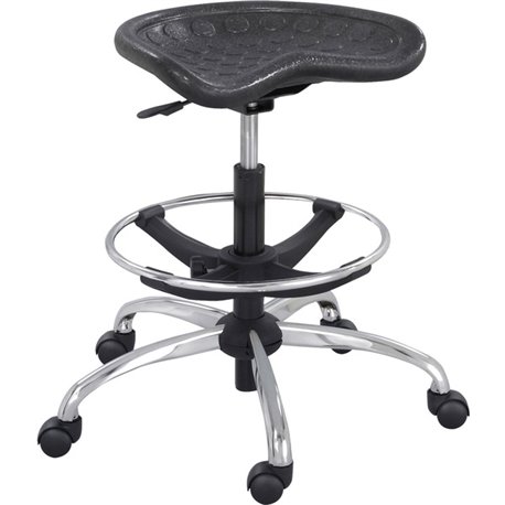 Safco Sitstar Height Adjustable Stool - Polyurethane Seat - Metal Frame - 5-star Base - Black - 1 Each