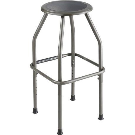 Safco Adjustable Height Diesel Stool Trolley - Polyurethane Seat - Powder Coated Steel Frame - Four-legged Base - Pewter - 1 Eac