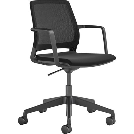 Safco Medina Conference Chair - 18" x 18"22" Chair Seat, 18"16" Chair Back, 28" x 28"37" Chair, 5" Cylinder Stroke - Finish: Bla