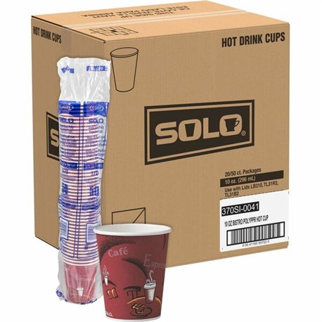 Solo 10 oz Bistro Design Disposable Paper Cups - 50 / Pack - 20 / Carton - Multi - Paper - Beverage, Hot Drink, Cold Drink, Coff