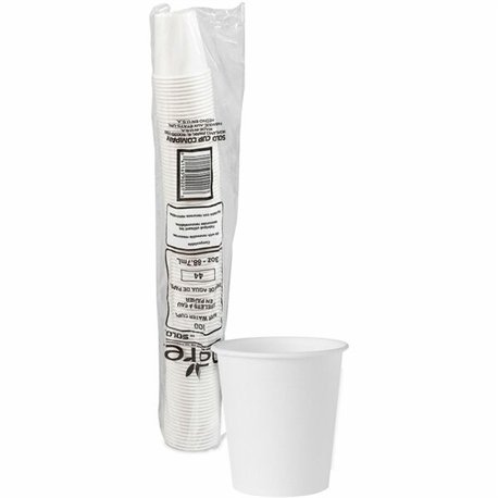 Solo 3 oz Treated Paper Water Cups - 100 / Pack - White - Paper - Water