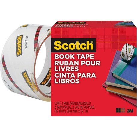 Scotch Book Tape - 15 yd Length x 2" Width - 3" Core - Acrylic - Crack Resistant - For Repairing, Reinforcing, Covering, Protect