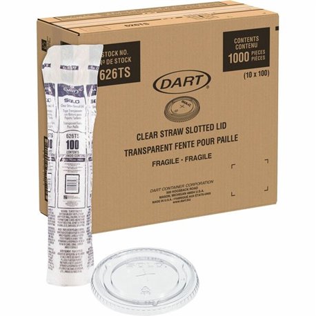 Solo Cup Straw Slotted Clear Lids - Flat - 1000 / Carton - Clear