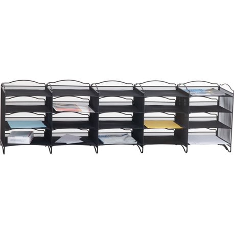 Safco Onyx Mail Sorter - 500 x Sheet - 20 Compartment(s) - Compartment Size 3.75" x 11" x 12.50" - Sturdy - Powder Coated - Blac