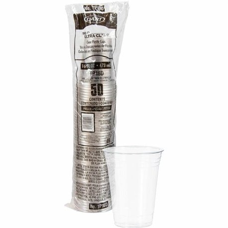 Solo Ultra Clear 16 oz Practical-Fill Cold Cups - 50 / Pack - Clear - Polyethylene Terephthalate (PET), Plastic - Cold Drink, Sm