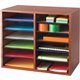 Safco Adjustable 12-Slot Wood Literature Organizer - 12 Compartment(s)Desktop - Adjustable - Laminate - Cherry - Hardboard, Fibe