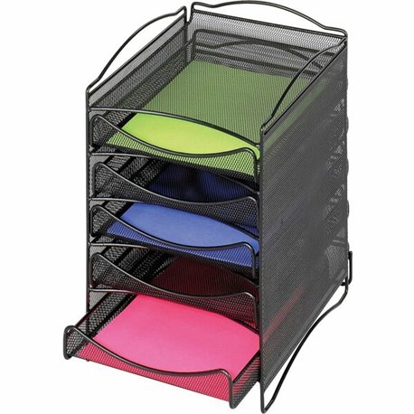 Safco 5-Compartment Mesh Desktop Organzier - Compartment Size 1.75" x 9.50" x 12.25" - 15.3" Height x 10.3" Width x 12.8" DepthD